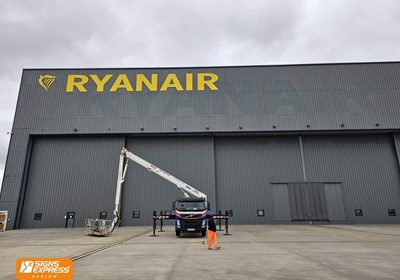High Level External Signage Ryanair At London Stansted Airport
