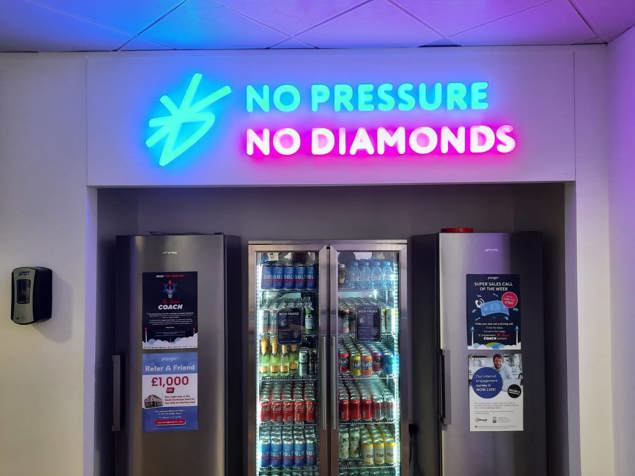 No Pressure No Diamonds Illuminated Sign For Bright Hr By Signs Express Manchester