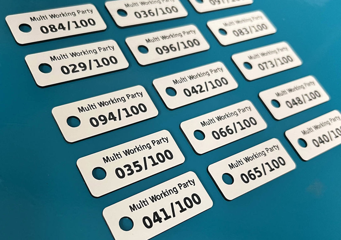 Styrene engraved tags for RWE