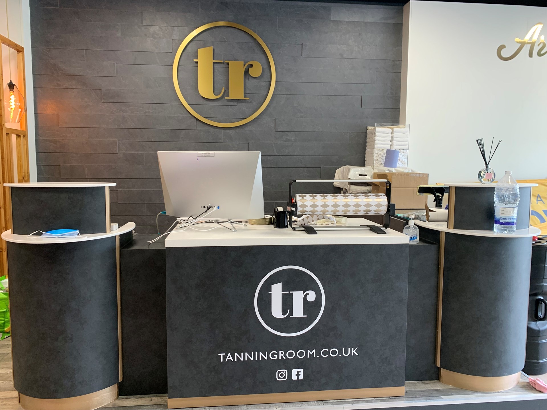 The Tanning Room Architectural Slate Effect Wrap For Office Reception Desk (Swindon)