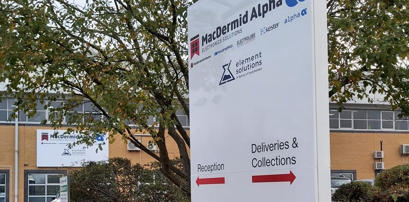 Flex Face Illuminated Sign And Directional Monolith For Macdermid Alpha By Signs Express Leicester