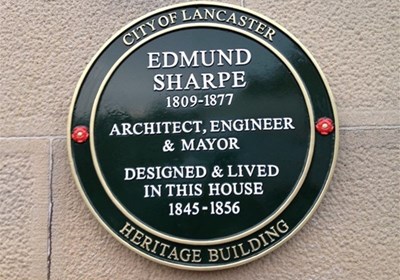Cast Aluminium Commemorative Plaque For Edmund Sharpe Lancaster