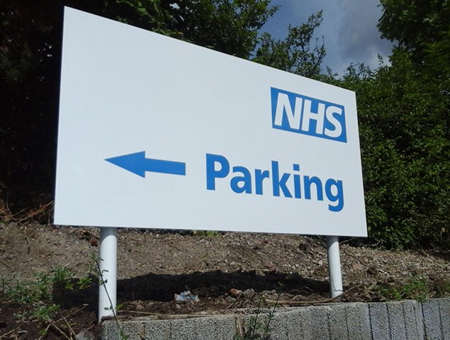 Nottingham NHS Hospital Parking Post And Panel Sign