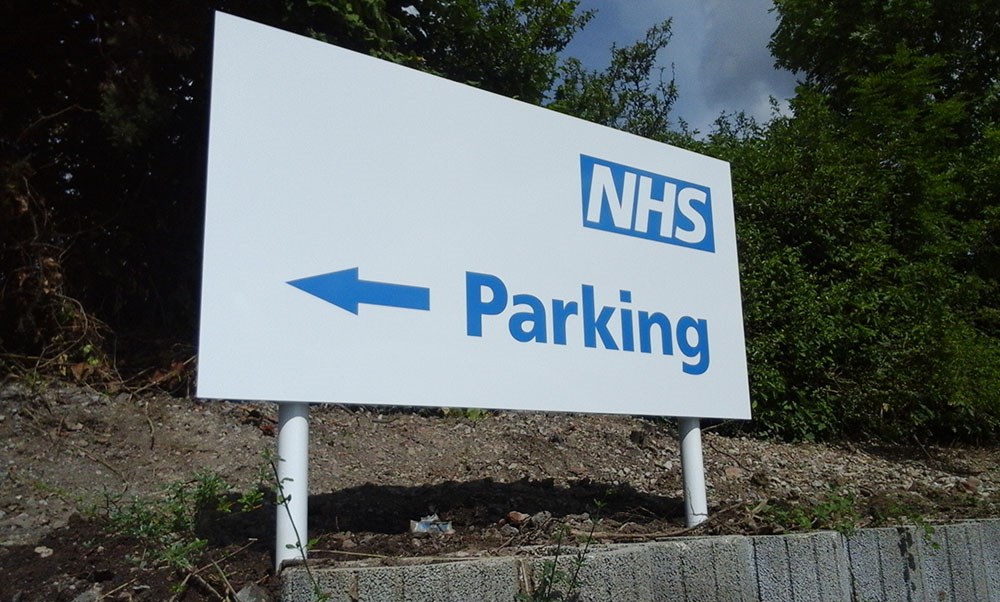 Nottingham NHS Hospital Parking Post And Panel Sign