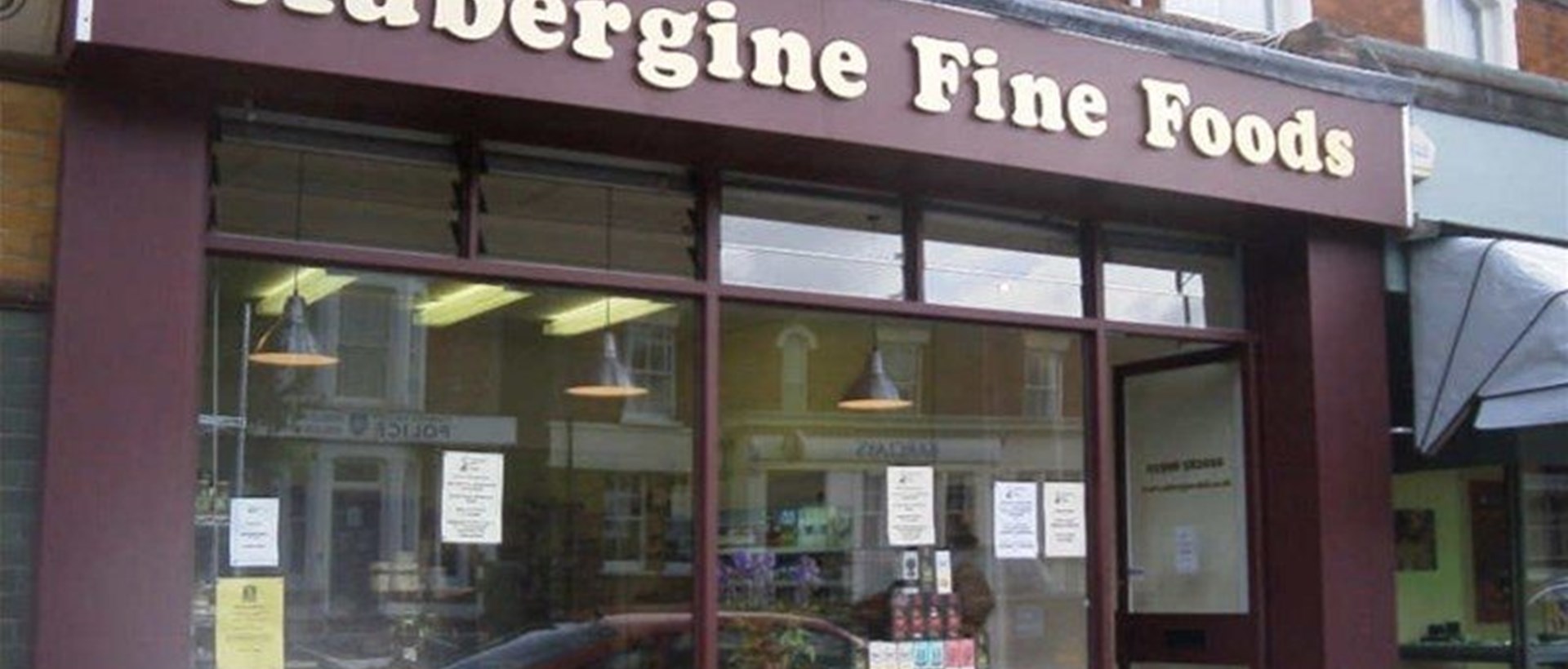 Flat Cut Aluminium Letters On Locators For Aubergine Fine Foods Milton Keynes