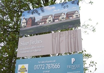 Post Mounted Site Signage Housing Development Preston