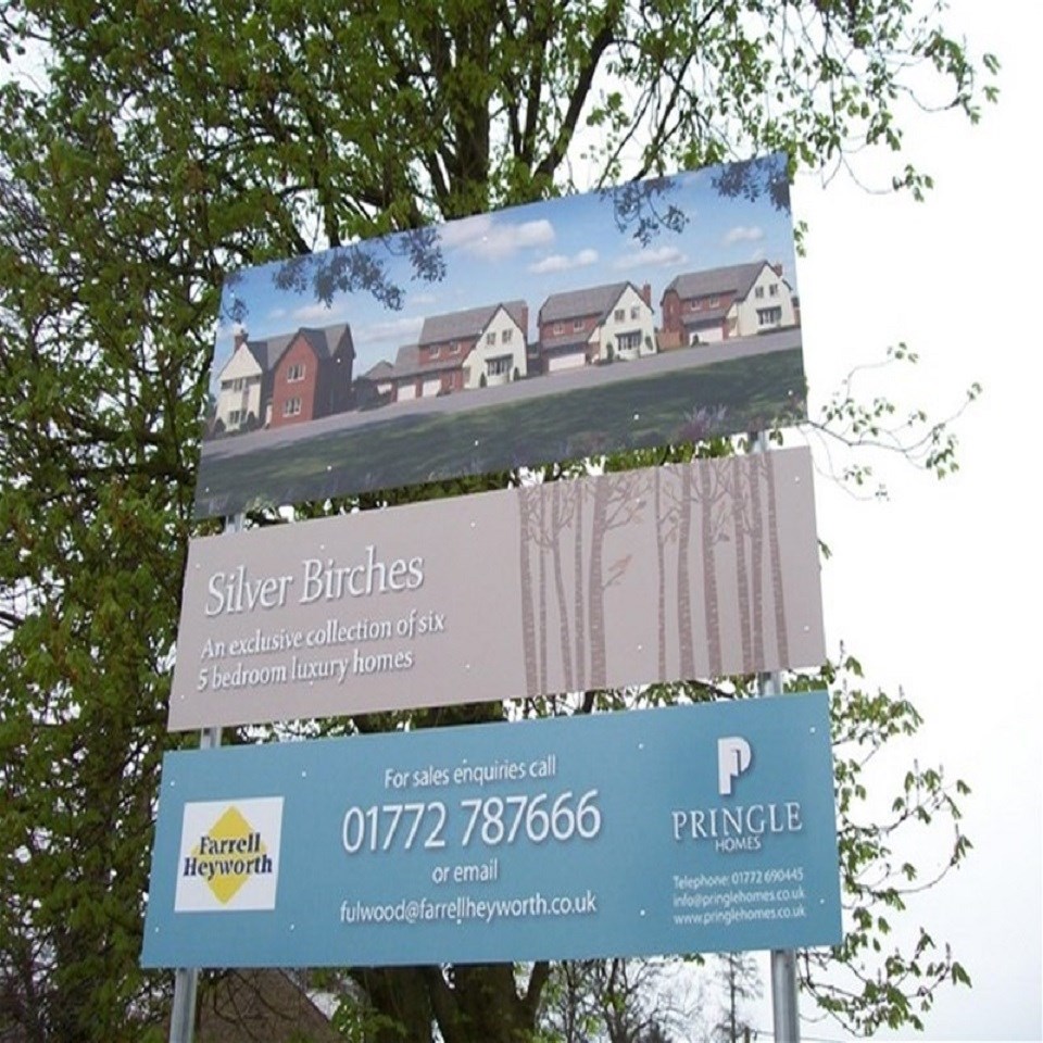 Post Mounted Site Signage Housing Development Preston