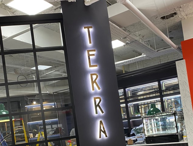 Interior Illuminated Sign For Terra Café