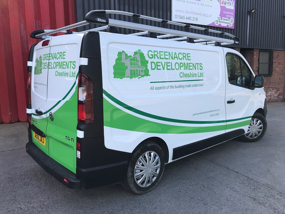 Greenacre Developments, van graphics, half wrap and cut vinyl logo design