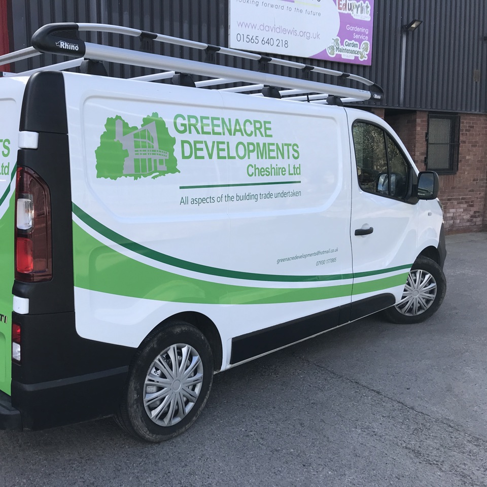 Greenacre Developments, van graphics, half wrap and cut vinyl logo design