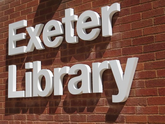 Outdoor Business Signs Stand Off White Powder Coated Metal Letters For Exeter Library