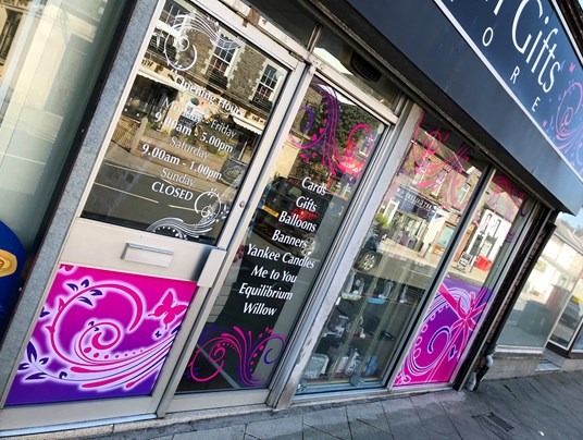 Window graphics for shop and retail signage