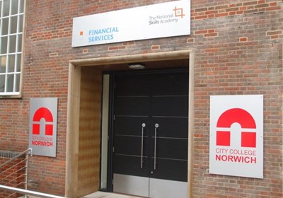 City College Norwich Norwichexternal Brushed Aluminium Finished Dibond Signage