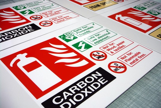 Interior Projecting Fire Extinguisher Signs With T Shaped Magnetic Bracket By Signs Express (Exeter)