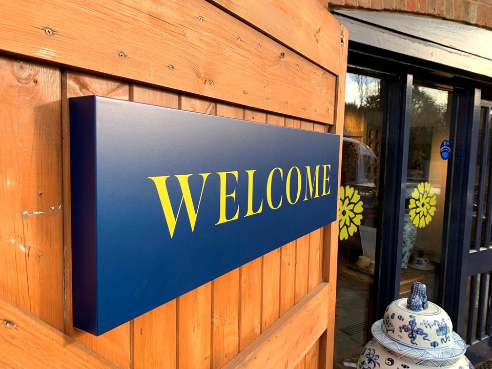 Indigo Antiques ACM Sign Tray Entrance Sign