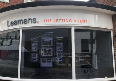Exterior Fascia Sign For Leamans Letting Agent, Comprising Stainless Steel Stand Off Letters, Painted Grey/Orange By Signs Express (Exeter)