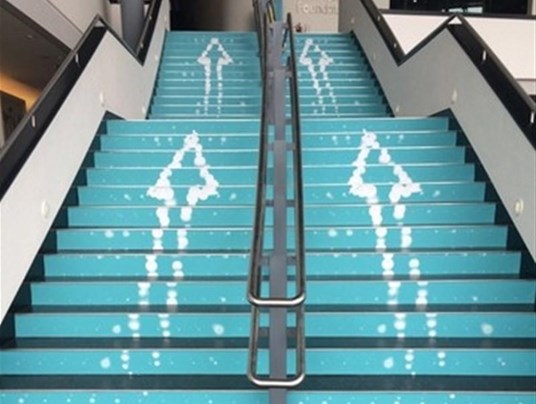 Application Of Phototex Onto Stairs Internal Floor Graphics Gateshead