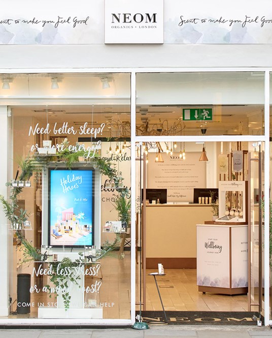 NEOM Exterior Retail Signage