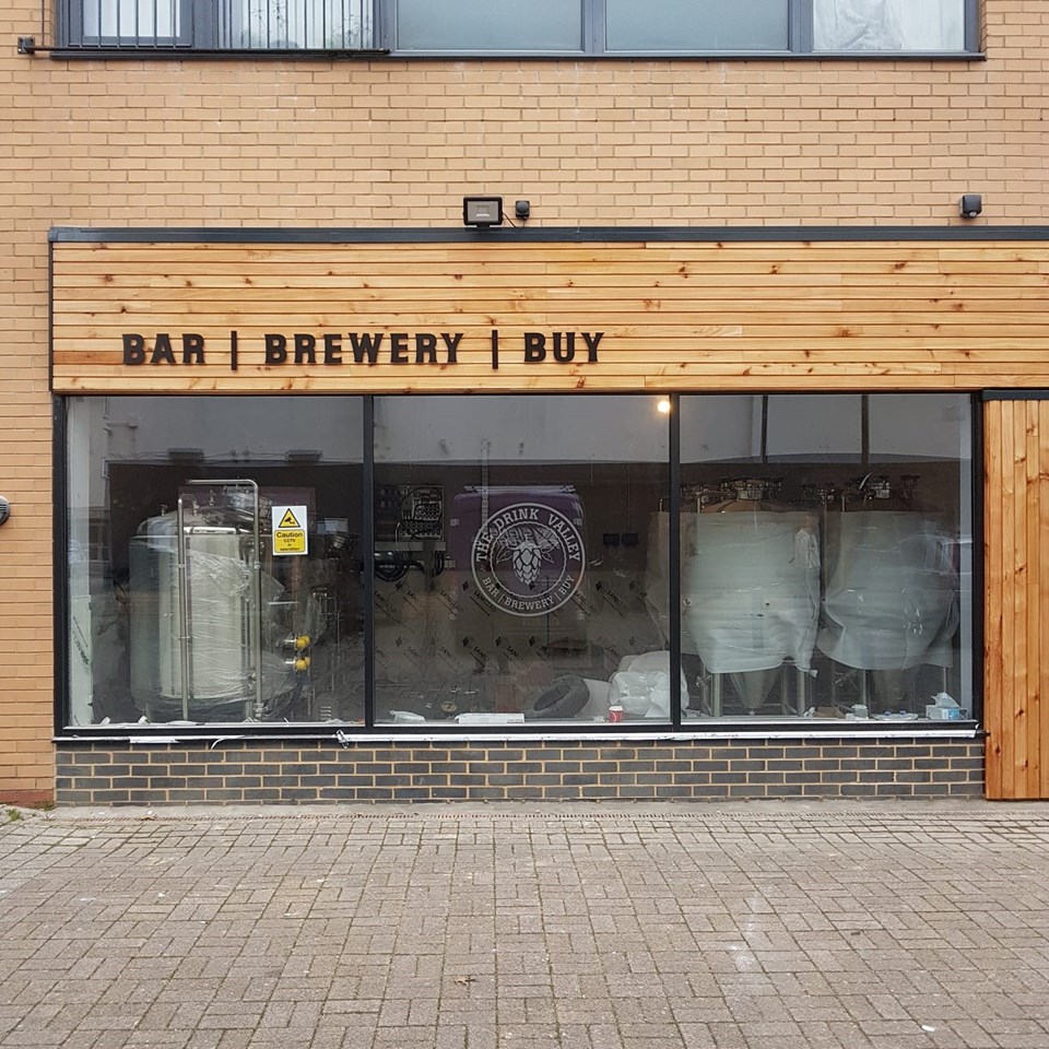The Drink Valley Wooden Fascia Signage With Flat Cut Letters (Signs Express Swindon)