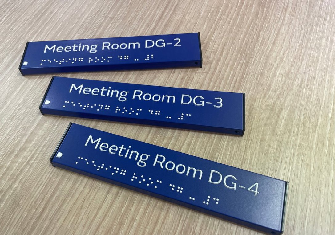 Meeting Room Door Signs With Braille And Tactile Letters