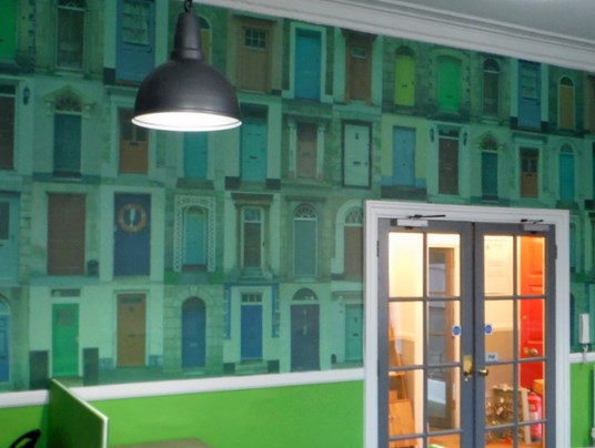 Bespoke Printed Wallpaper With Custom Green Tint  For Smart Estate Agent, Exeter By Signs Express (Exeter)