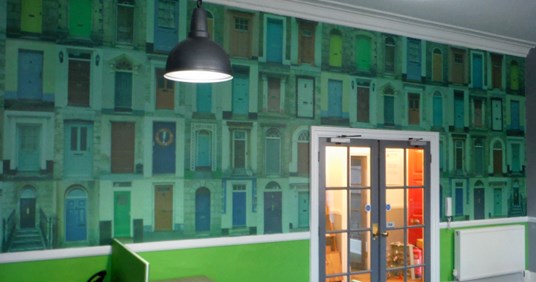 Bespoke Printed Wallpaper With Custom Green Tint For Smart Estate Agent, Exeter By Signs Express (Exeter)