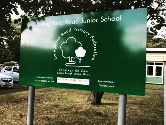 Livingstone Bournemouth School Post & Panel Sign