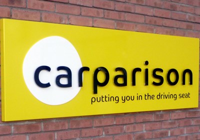 External wall mounted entrance sign with flat cut letters for Carparison by Signs Express (Exeter)