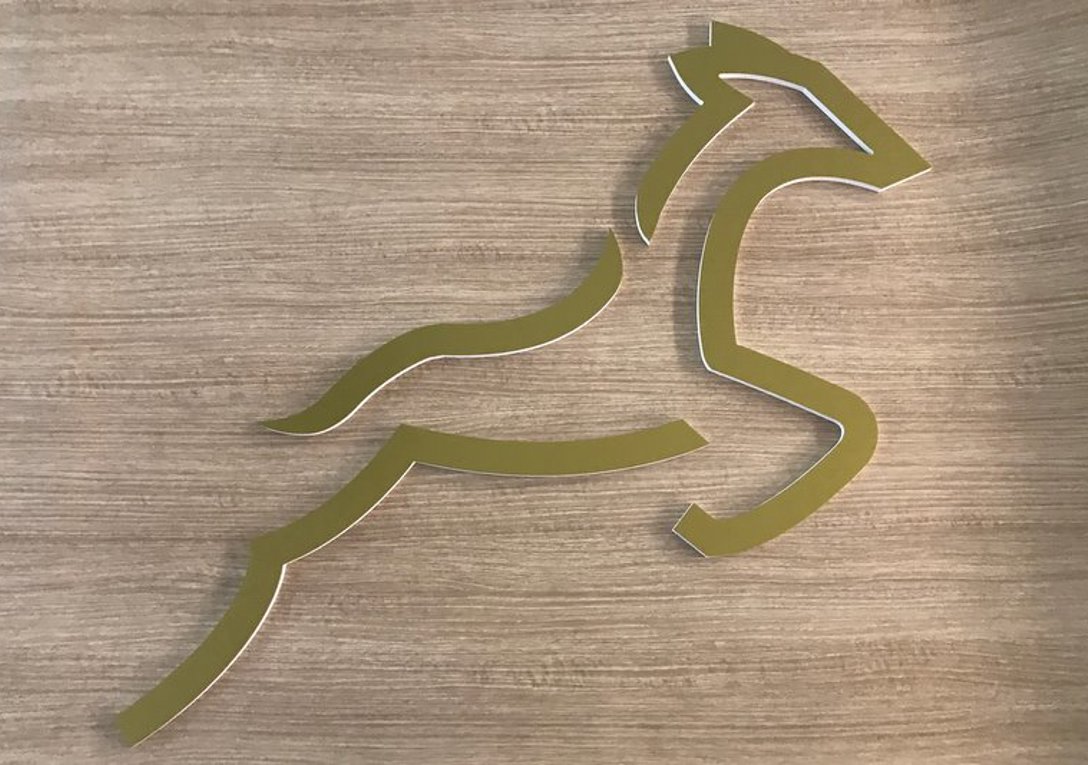 10mm Foamex Logo Face Wrapped In Gold Vinyl