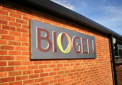 Brushed Stainless Steel Wall Sign At Biogen Exterior Sign Bedford