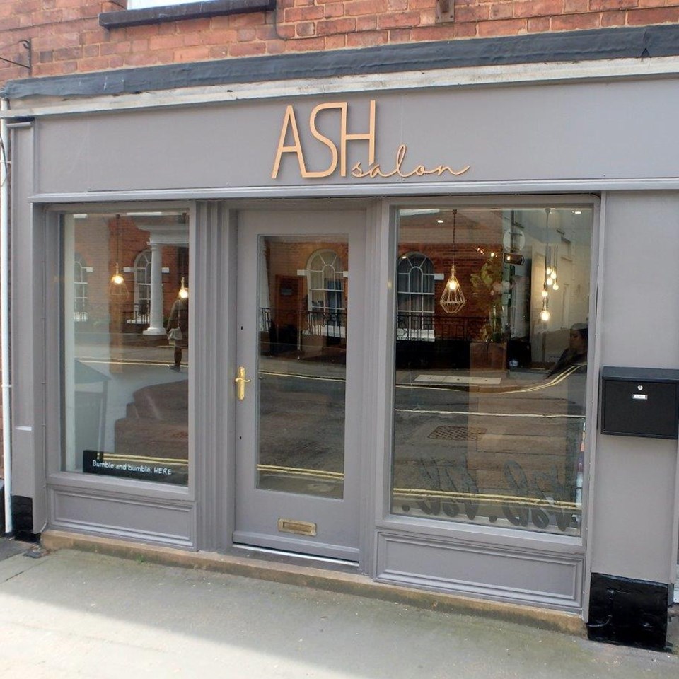 Fascia Sign Featuring Brushed Bronze Effect Fret Cut Acrylic Letters For Ash Salon, Topsham