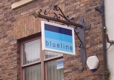 Blueline Hanging Sign With Vinyl Stockport