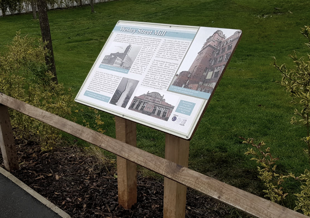 Bespoke exterior Oak lectern sign - Wesley Street Mill