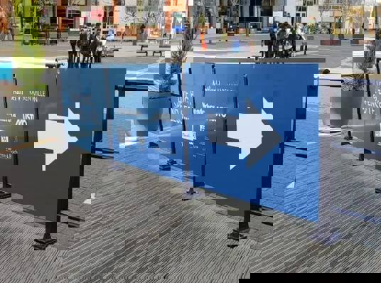 Directional signage for shops and retail