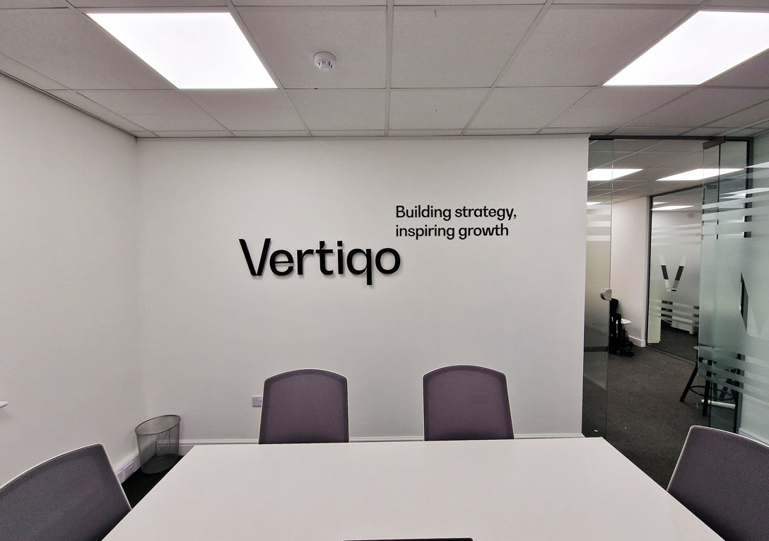Office wall sign and frosted window vinyls