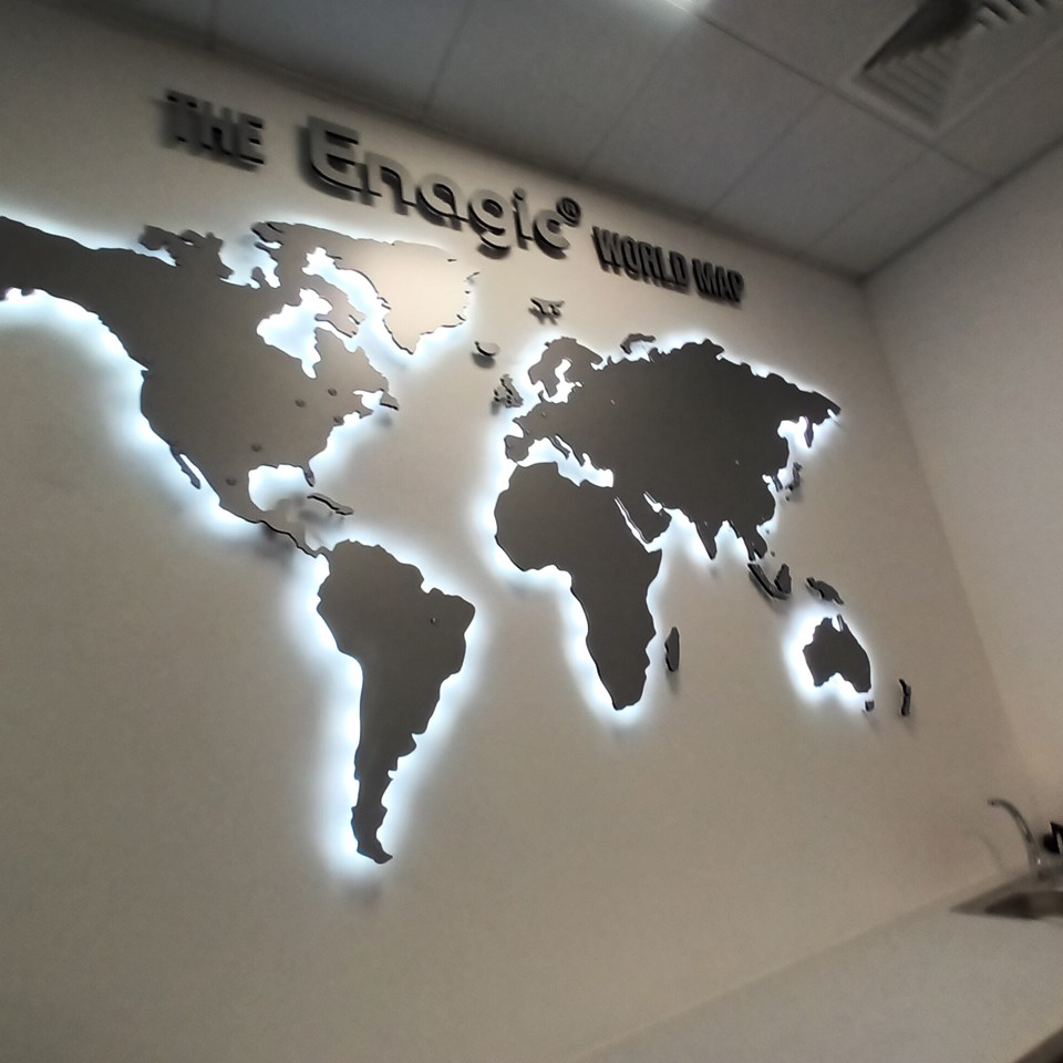 Illuminated Cut Out Map Interior Sign For Enagic By Signs Express Milton Keynes