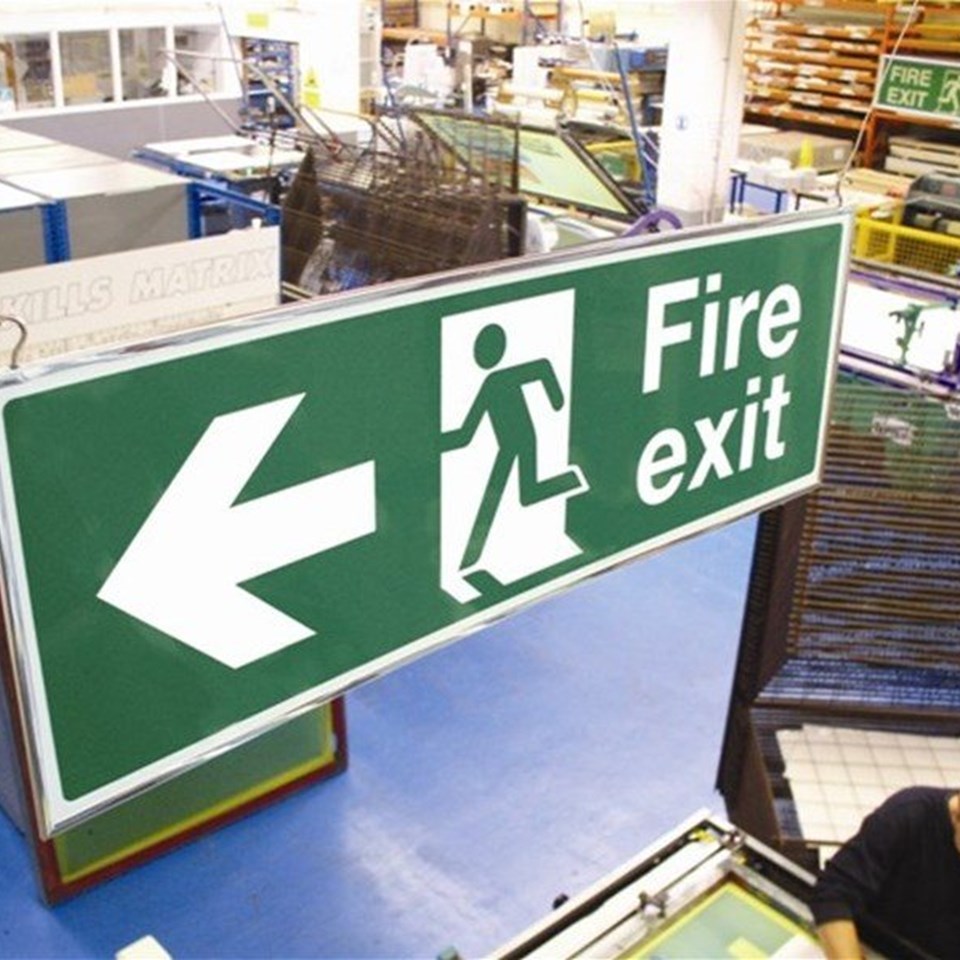 Health And Safety Hanging Fire Exit Sign York