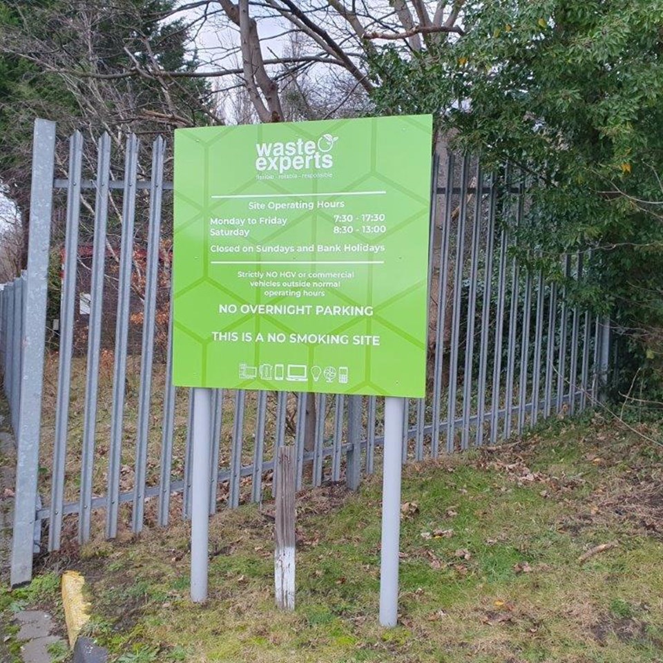 Waste Experts Post And Panel Sign Huddersfield