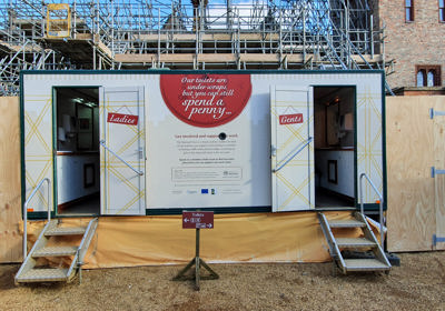 Trailer wrap for site Toilet with printed graphics