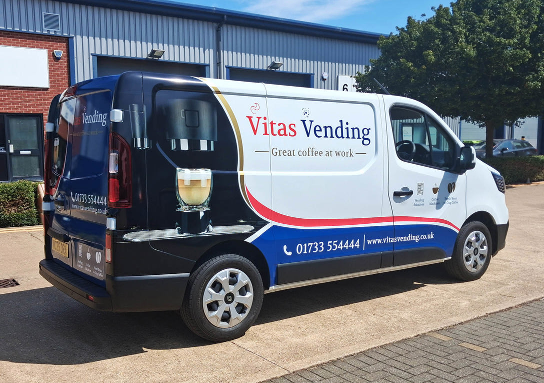 Vitas Vending Renault Trafic graphics by Signs Express Peterborough
