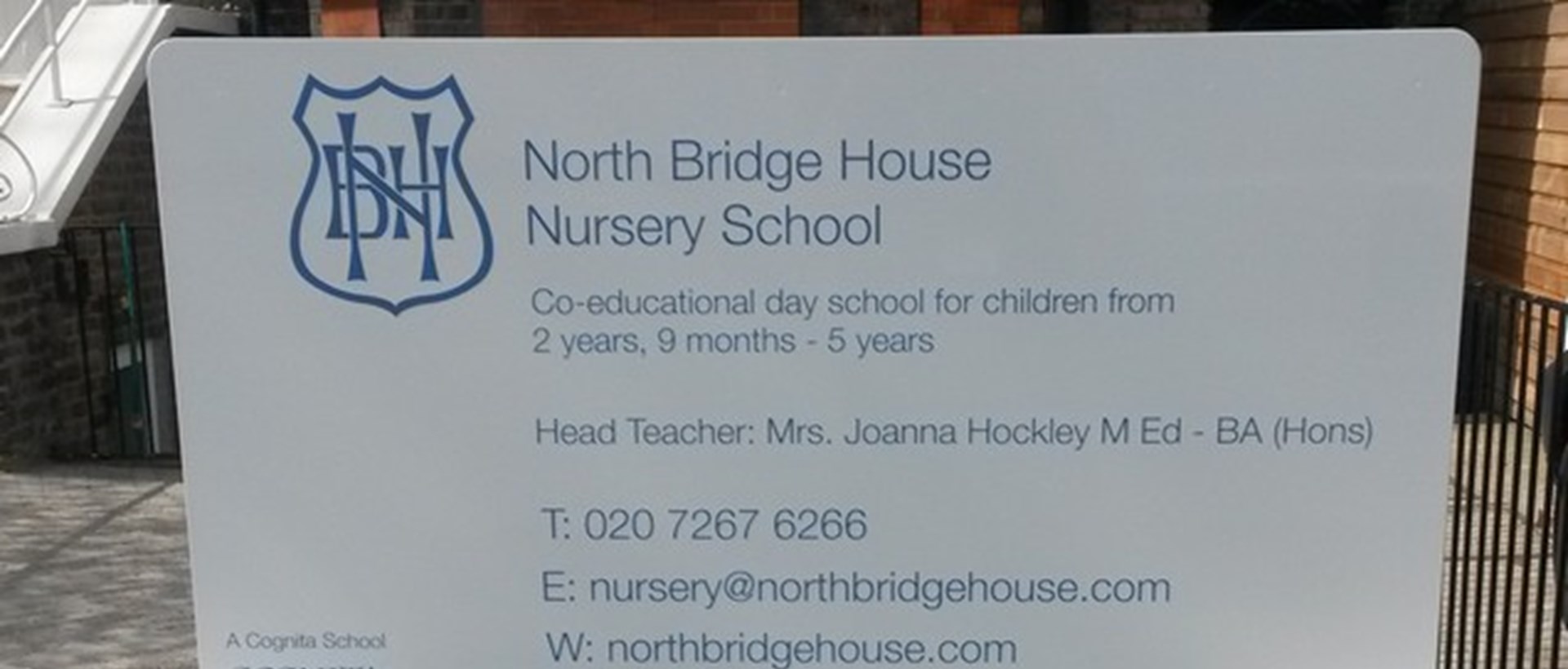 Entrance Sign To Find North Bridge House Nursery School In London Borough Of Camden