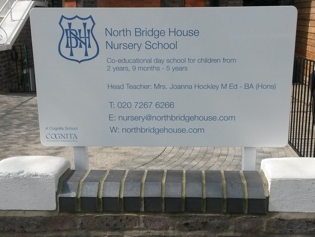 Entrance Sign To Find North Bridge House Nursery School In London Borough Of Camden