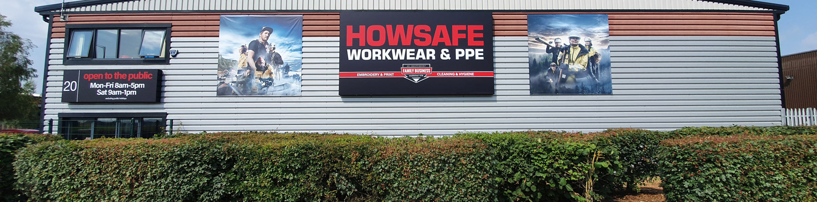 Howsafe side view with banners