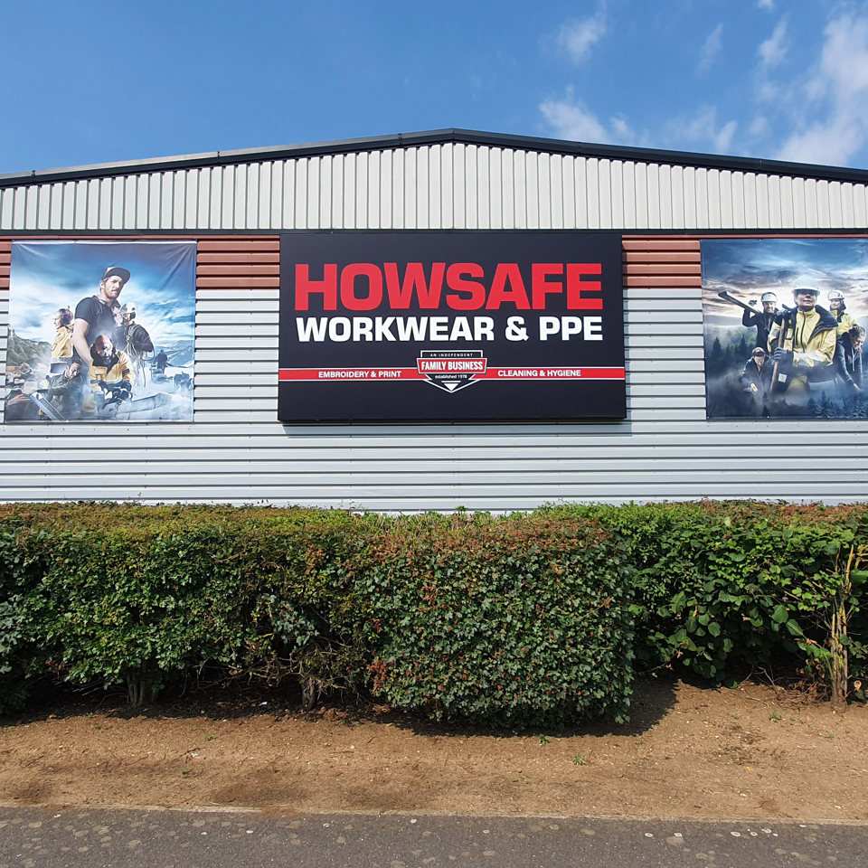 Howsafe side view with banners
