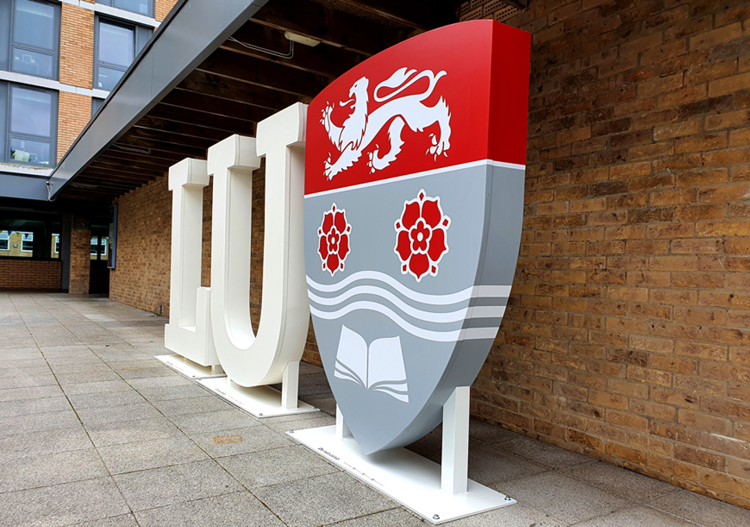 Lancaster University free standing aluminium letters