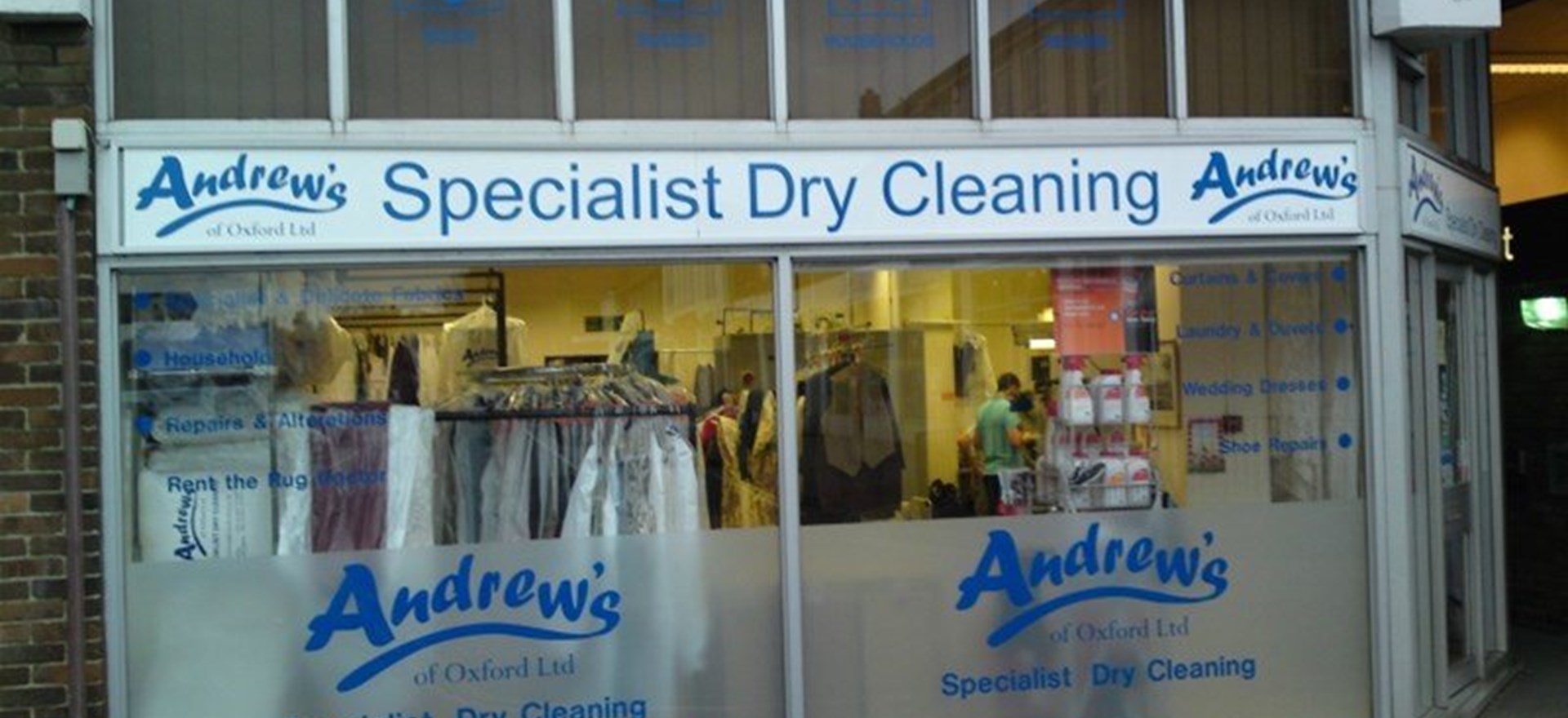 Andrews Dry Cleaning Vinyl Text Applied To Fascia Oxford