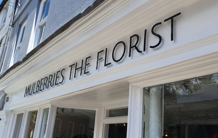 Shopfront signage with acrylic lettering onto a traditional fascia