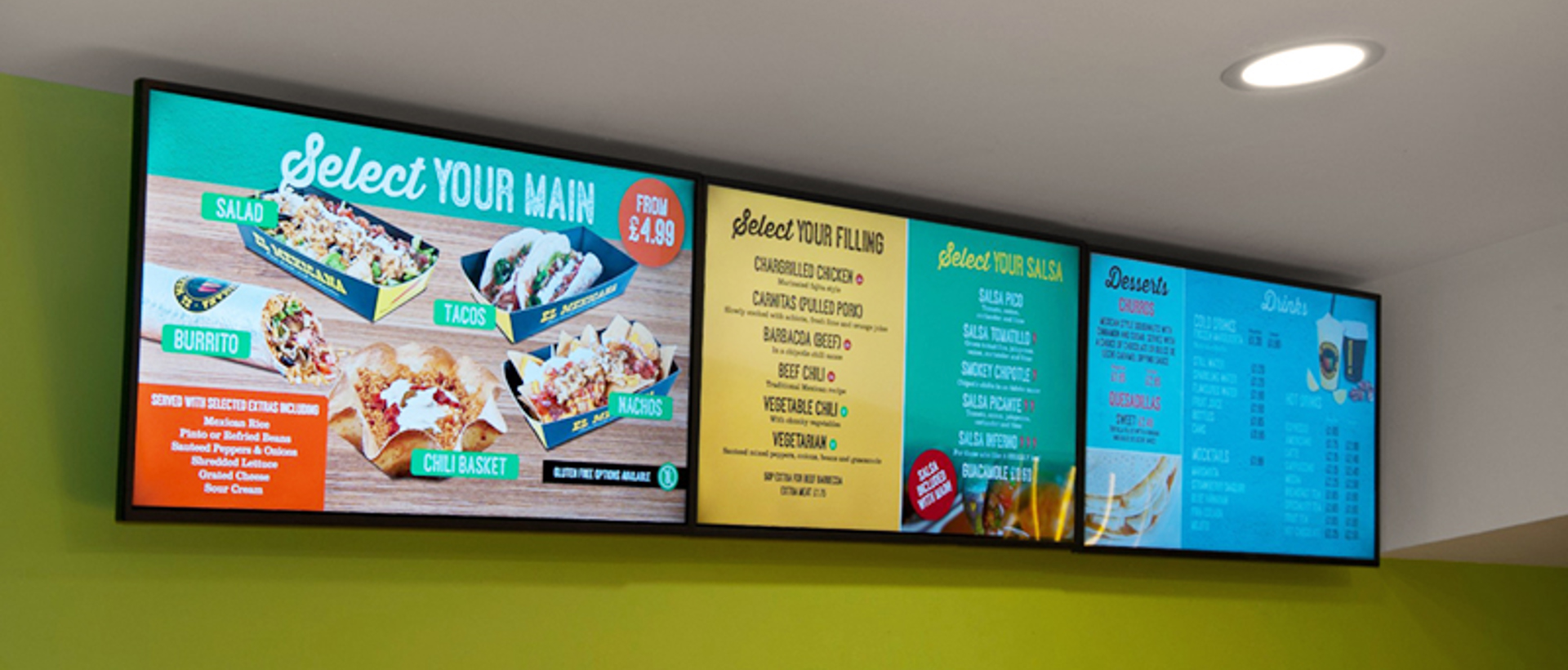 Digital screen menu boards