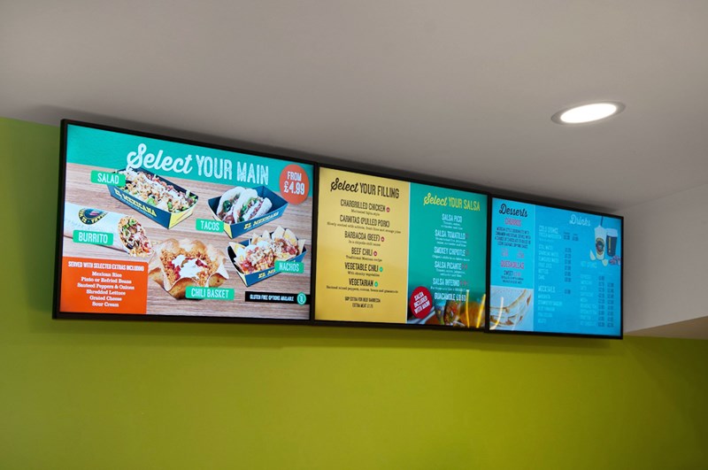 Digital screen menu boards