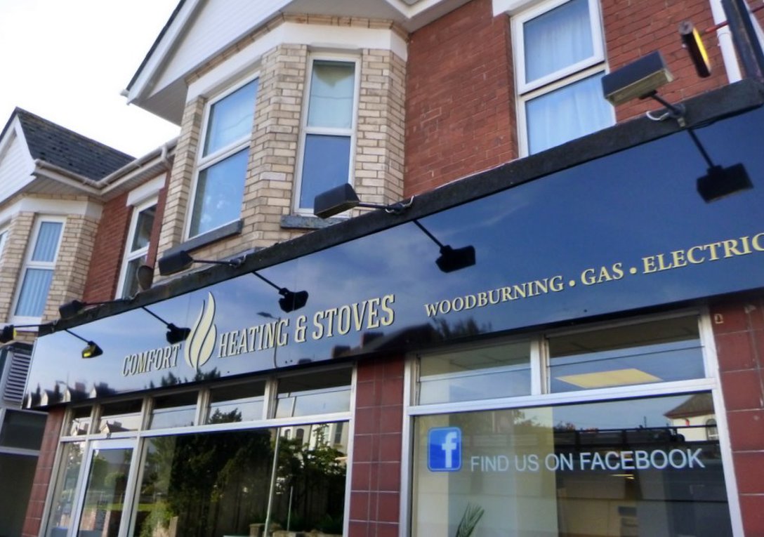 Black Aluminium Composite Panel With Black Acrylic Letters Finished In Gold